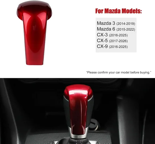 Vista 3 de Compatible con Mazda CX-5 CX-9 CX-3 6 3 Accesorios Cubierta de la perilla de la palanca de cambios del coche, tapa de ajuste de panel de engranajes