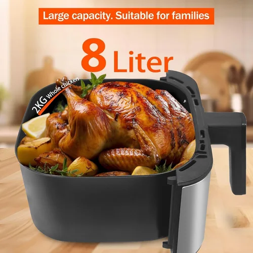 Vista 7 de Freidora de aire digital LED, horno tostador eléctrico con freidora de aire, freidora de aire multifunción, asar, asar, deshidratar y más