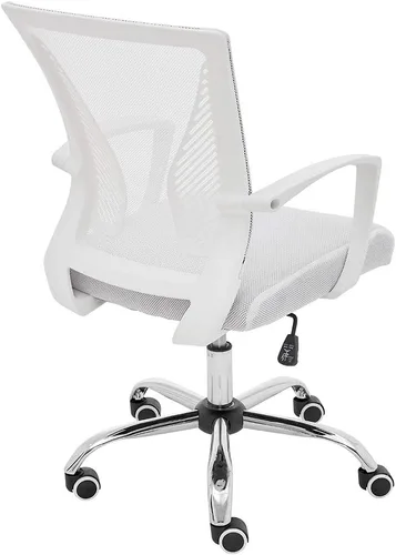 Vista 6 de Modern Home Zuna - Silla de oficina con respaldo medio, respaldo ergonómico de malla, silla de escritorio (blanco/blanco)