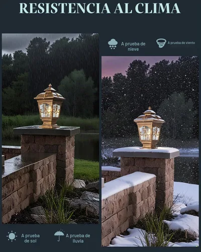 Vista 3 de Paquete de 2 luces de poste para exteriores, luces de columna de aluminio bronce impermeables