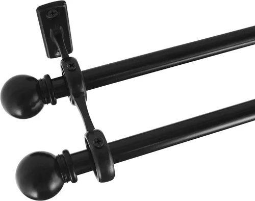 Vista 6 de AddGrace Paquete de 2 soportes dobles para barra de cortina de 1 pulgada para dormitorio, sala de estar (negro) Aluminum Alloy, Sturdy, Hefty