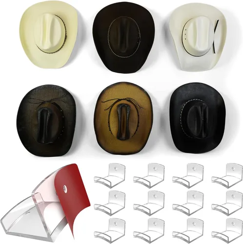 Vista 19 de Modern JP - Ganchos adhesivos para colgar sombreros en la pared (6 unidades) - Perchero para sombreros de vaquero, organizador para sombreros de ala
