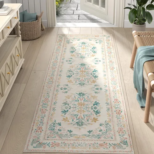 Vista 99 de jinchan Fiora - Alfombra lavable de área pequeña, alfombra de entrada floral de medio círculo de 2 x 3, tapete de media luna de pelo bajo, suave