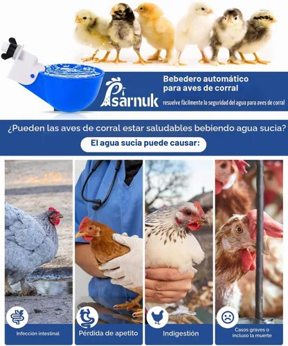 Vista 2 de Vasos para bebederos de pollo (paquete de 8/azul) – Alimentador automático de agua grande para pollos para patos, pollitos, pavos, codorniz