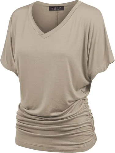 Vista 9 de Made By Johnny Camiseta de manga corta Dolman con cuello barco y dobladillo curvado para mujer, ajuste holgado Wt1037_aqua