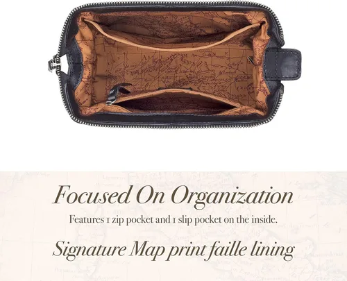 Vista 3 de Patricia Nash Neceser de viaje para hombres - Funda de viaje de lona para motocicleta, kit Dopp para hombres, lona de algodón encerado, bolsa