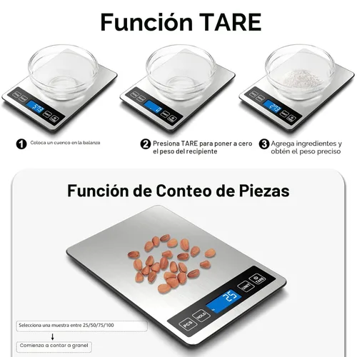 Vista 5 de Fuzion Báscula de alimentos, báscula digital de cocina de 22 lb/0.1 oz, 7