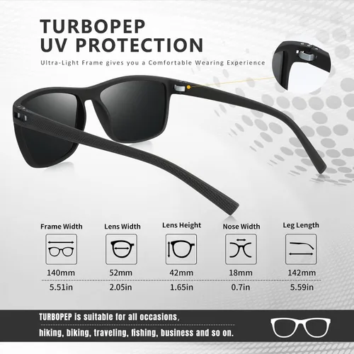 Vista 5 de Square Polarized Sunglasses for Men and Women Lightweight Frame Sun Glasses with UV Protection