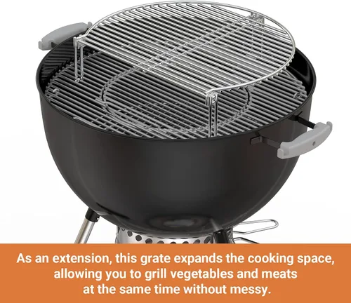 Vista 4 de Onlyfire Rejilla de Cocción Expandible de Acero Inoxidable para Parrilla Compatible con Parrillas de Carbón como Weber, Char-Broil y Parrillas