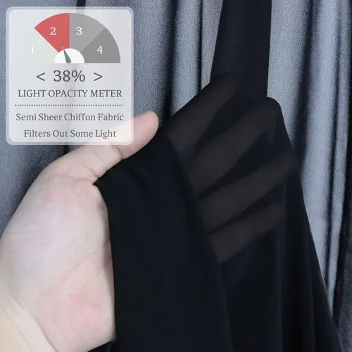 Vista 2 de Tela de Cortinaje para Arco de Boda 1 Panel 20 Pies Tela Transparente Negra Cortinas Transparentes para Boda Cortinaje de Cenador de Gasa Cortinas