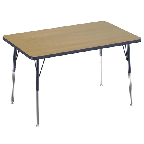 Vista 28 de FDP - Mesa rectangular para actividades escolares y de oficina (24 x 36 pulgadas), patas estándar con deslizadores giratorios, altura ajustable