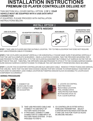 Vista 4 de (AIE)-PREM-CD-DLX - Reproductor de CD USB para automóvil - Kit USB de lujo con control remoto de CD - Funciona con "Cualquier vehículo
