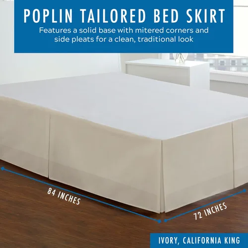 Vista 2 de Rodapié de popelina a medida para cama de Fresh Ideas, 14 pulgadas Marfil