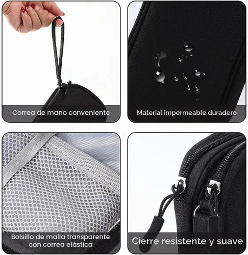 Vista 4 de Bolsa organizadora electrónica de viaje, 3 compartimentos, accesorios electrónicos portátiles para teléfono, estuche multifuncional para cable