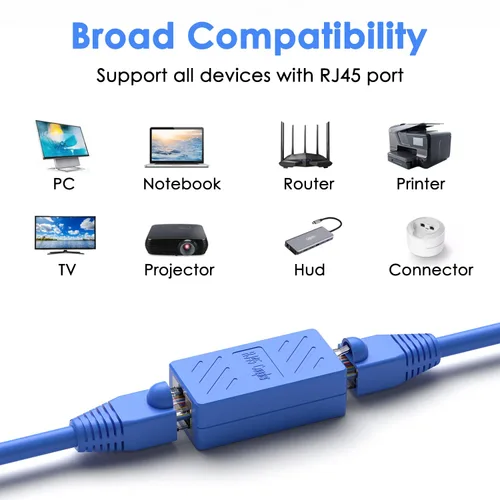 Vista 7 de Oneme - Extensor de cable Ethernet, acoplador RJ45, conector extensor, acoplador Ethernet hembra a hembra (azul, 10 unidades)