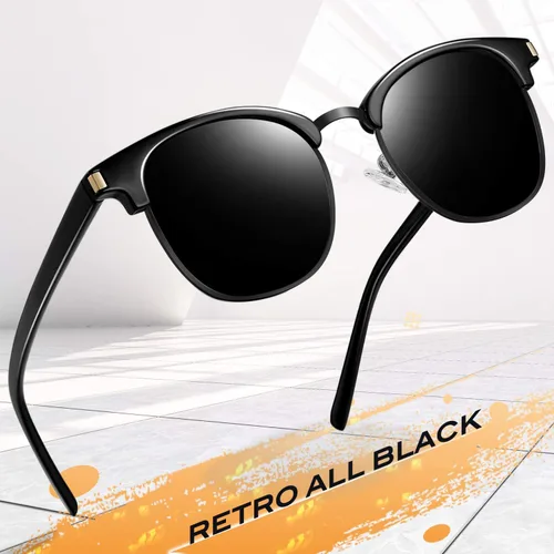 Vista 3 de Joopin Gafas de sol polarizadas semiciresin para hombres y mujeres, gafas de sol clásicas de media montura con protección UV