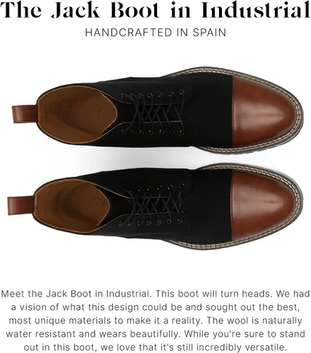 Vista 3 de TAFT Jack Boot - Botas de vestir hechas a mano de cuero y lana para hombre, paisley marrón topo