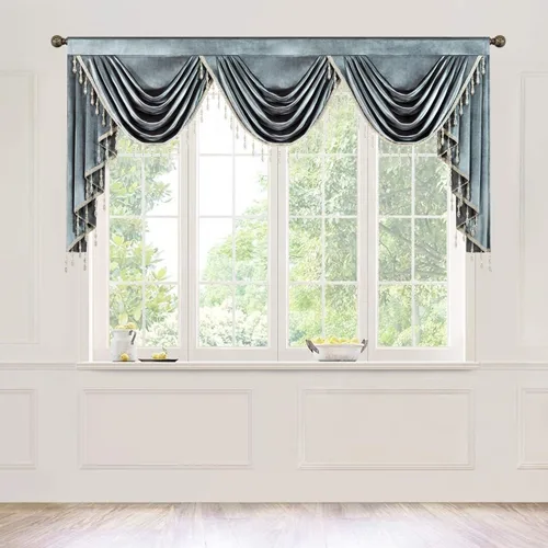 Vista 70 de VOGOL Cenefa de cortinas de terciopelo grueso para dormitorio, cenefas de cascada de lujo con aislamiento térmico dorado para sala de estar formal