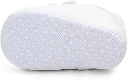Vista 4 de KKIIDDSS Unsex - Zapatos de piel sintética para bebés y niñas, con parte superior alta, con cordones, suela suave, antideslizantes, para recién