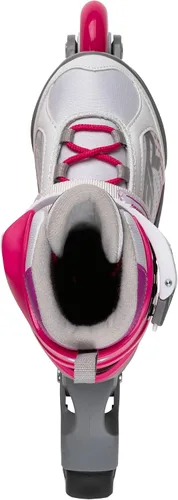Vista 6 de Bladerunner by Rollerblade Phoenix - Patín en línea ajustable para niñas, blanco y fucsia, juvenil, patines en línea de alto rendimiento