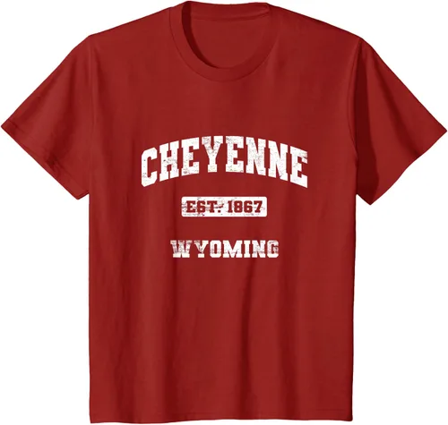 Vista 22 de Cheyenne Wyoming WY vintage state Camiseta de estilo atlético, Negro