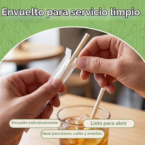 Vista 6 de Jenvita Pajitas de bambú en polvo, paquete de 50, 7.88 pulgadas