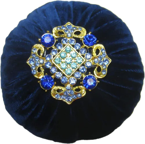 Vista 18 de Cojín abrasivo de terciopelo azul aguamarina de 4 pulgadas para coser, 1 libra de polvo esmeril, hecho a mano en Estados Unidos