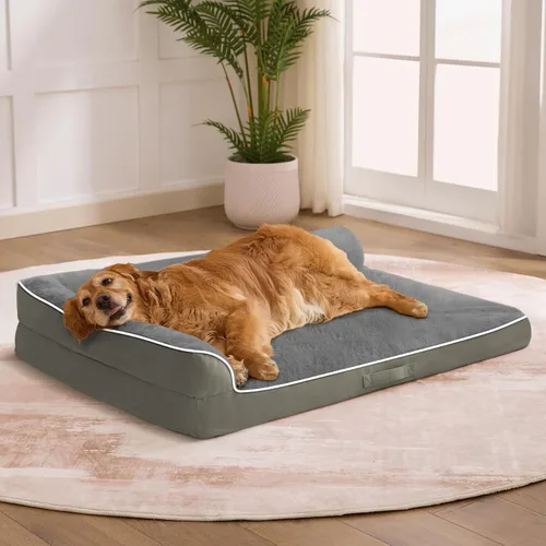 Vista 12 de Cama para perros de tamaño grande, cama ortopédica para perros grandes, cama impermeable para mascotas con funda extraíble lavable, sofá