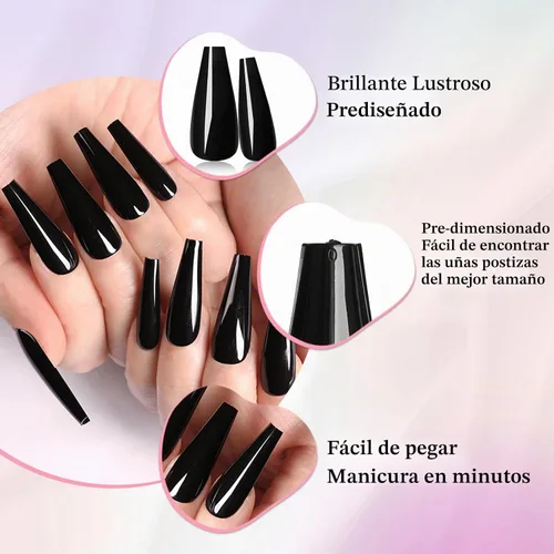 Vista 3 de LoveOurHome 576 uñas postizas largas a presión tipo ataúd, puntas de uñas postizas largas de cobertura completa, uñas acrílicas de ataúd, uñas