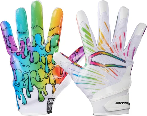 Vista 17 de Guantes de fútbol Cutters - Guantes de receptor de fútbol para el día del partido con agarre de silicona de alta adherencia, soporte y protección