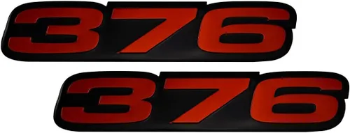Vista 3 de VMS RACING 2X (par/juego) 376 rojo sobre negro altamente pulido emblemas de aluminio