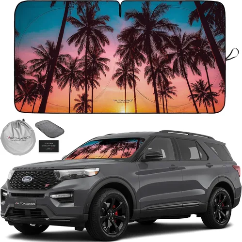 Vista 42 de Parasol de Parabrisas de Una Pieza - Parasol Cromado Líquido Plegable para Ventana Delantera de Auto para Carros SUV Camión - Protector Visor