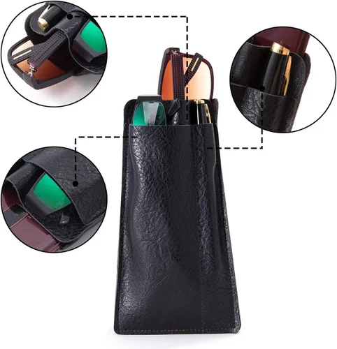 Vista 3 de TRIUMPH VISION Bolsa doble para gafas de sol, funda de cuero suave para gafas de sol y lectura