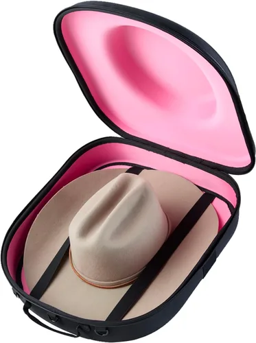 Vista 9 de Ozueccr Estuche de Viaje para Sombrero de Vaquero – Portador a Prueba de Aplastamiento para Sombreros de Vaquero, Panamá y Tweed con Asa