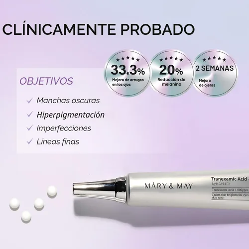 Vista 3 de Mary&May Set especial de crema para ojos de glutatión - Potente antioxidante, reduce las ojeras en los ojos, mejora el tono desigual de la piel