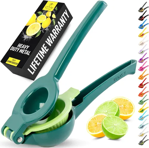 Vista 15 de Zulay Kitchen Exprimidor de limón 2 en 1 de metal, exprimidor de mano de extracción máxima resistente, exprimidor de limón que recibe hasta
