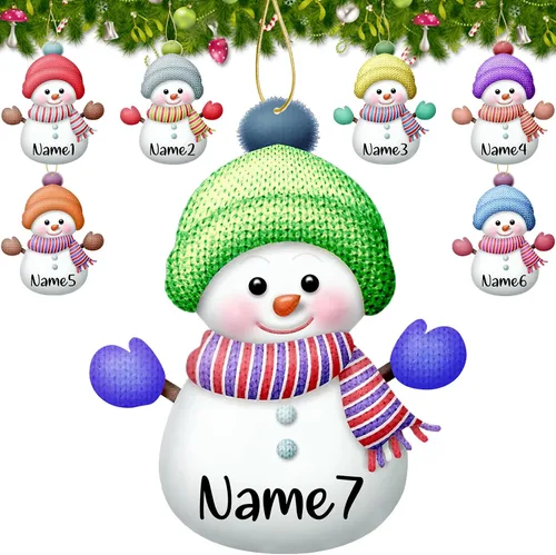 Vista 13 de 7 adornos de Navidad personalizados con nombre personalizado muñeco de nieve para árbol de Navidad, decoraciones colgantes regalos personalizados