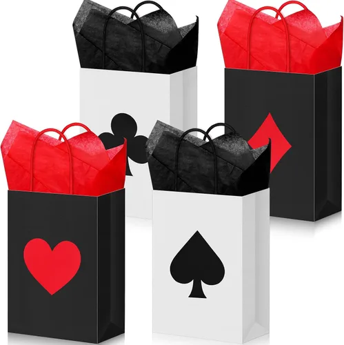 Vista 7 de Outus - 24 bolsas de regalo de fiesta de casino, suministros de decoración de fiesta temática de casino, 8.3 x 6 x 3 pulgadas, bolsas de papel