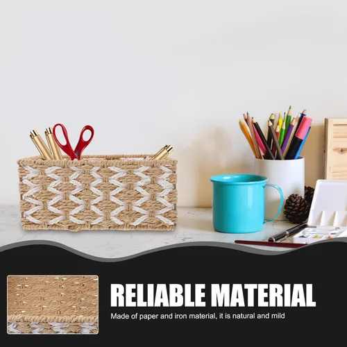 Vista 5 de Alipis 3 cestas de almacenamiento tejidas con cuerda, hechas a mano, apilables, organizador decorativo para encimera, estante, tanque de inodoro