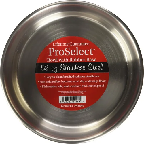 Vista 2 de ProSelect - Cuenco de acero inoxidable para perros con base de goma, 8 pulgadas, 52 onzas