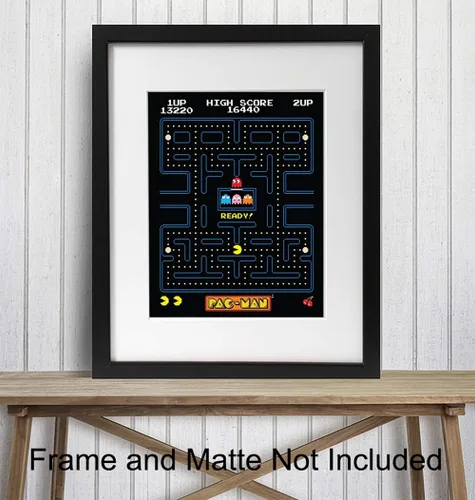Vista 2 de YELLOWBIRD ART & DESIGN Pacman - Póster de juego de arcade, decoración de pared de 8 x 10 pulgadas, regalo único y genial para niños, hombres