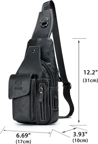 Vista 179 de LUKZIJAES Bolso bandolera de cuero genuino para hombre