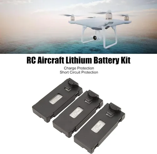 Vista 3 de FOSA Kit de batería de litio para aviones a control remoto, 3 piezas con juego de cables de carga de luz y portátil para E88 E88Pro LSE525 E525Pro