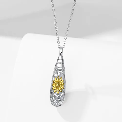 Vista 96 de Collar con colgante de urna de cenizas de cremación y árbol de la vida para mujer, plata de ley US1