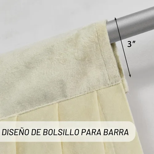 Vista 6 de Toppers Beige de Cortinas de Ventana para Sala de Estar - Cenefa de Cascada de Terciopelo para Dormitorio (1 Panel, 39 Pulgadas de Ancho, Marfil)