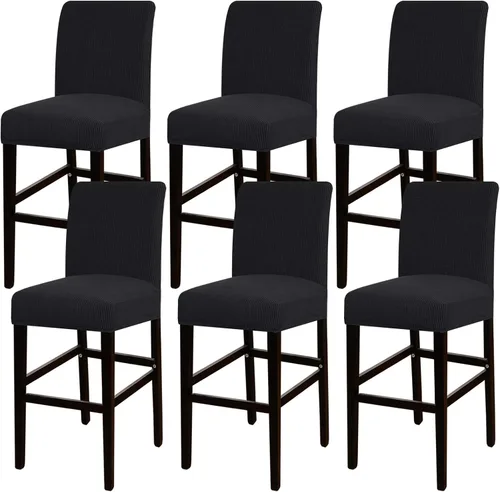 Vista 23 de Funda elástica para taburete de bar, taburete de mostrador, funda para silla de pub para comedor, cafetería, funda protectora para taburetes de bar