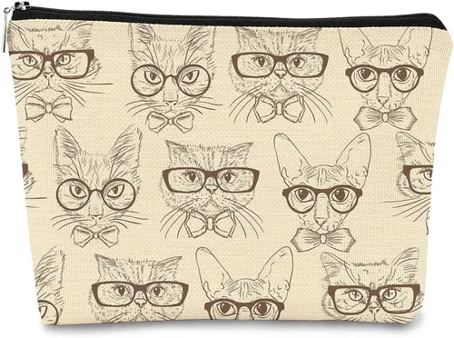 Vista 11 de Regalos de Gatos - Pequeña bolsa de maquillaje, bolsa de cosméticos para amantes de los gatos, bolsa de maquillaje para adolescentes y mujeres, cat 1