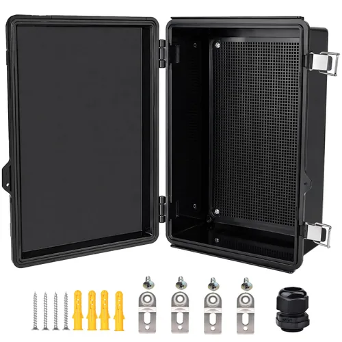 Vista 20 de Caja eléctrica impermeable, caja de conexiones IP67, pestillo de acero inoxidable, cubierta transparente con bisagras, carcasa para proyectos