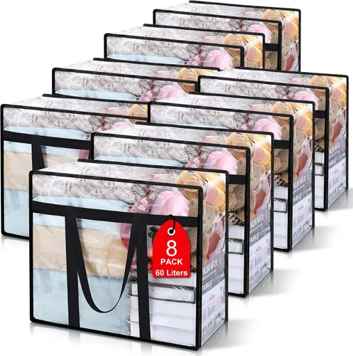 Vista 14 de 1 paquete de bolsas de almacenamiento transparentes para cobijas, organizadores de armario de vinilo para ropa y edredones, contenedores