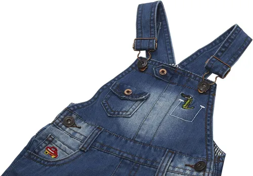 Vista 4 de KIDSCOOL SPACE Pantalones cortos de verano para bebés y niñasniños, overol de mezclilla ajustable